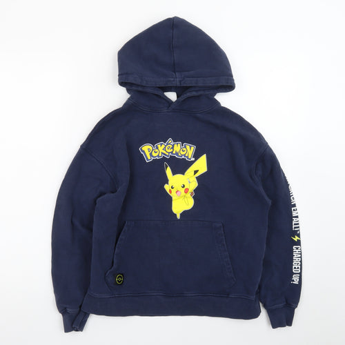 Zara Boys Blue Pokémon Pikachu Pullover Fleece Hoodie 11-12 Years