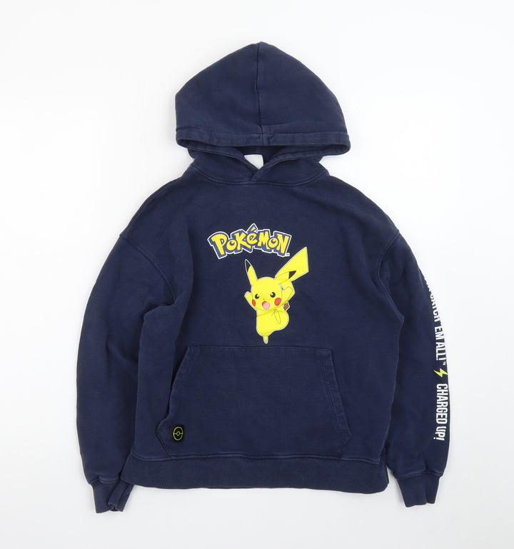 Zara Boys Blue Pokémon Pikachu Pullover Fleece Hoodie 11-12 Years