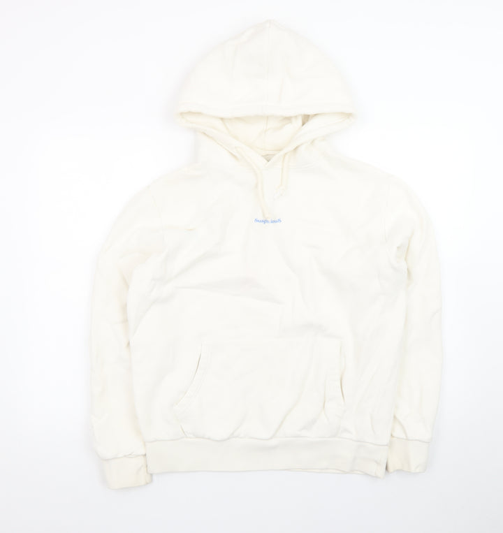 Suspicious Antwerp Men’s Ivory Pullover Hoodie M Logo Graphic Fleece