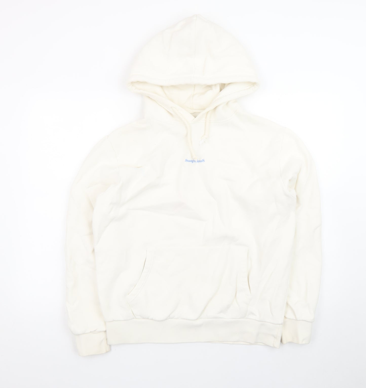 Suspicious Antwerp Men’s Ivory Pullover Hoodie M Logo Graphic Fleece