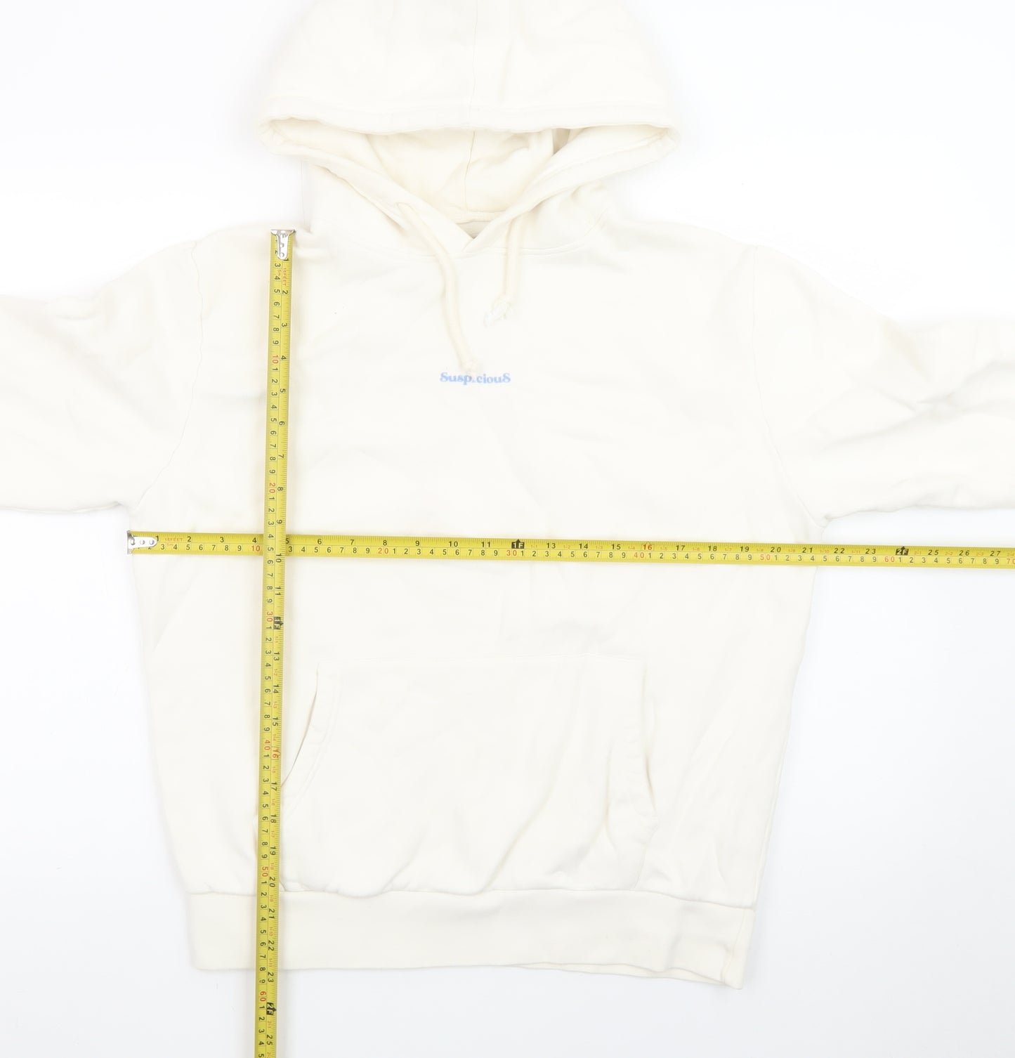 Suspicious Antwerp Men’s Ivory Pullover Hoodie M Logo Graphic Fleece