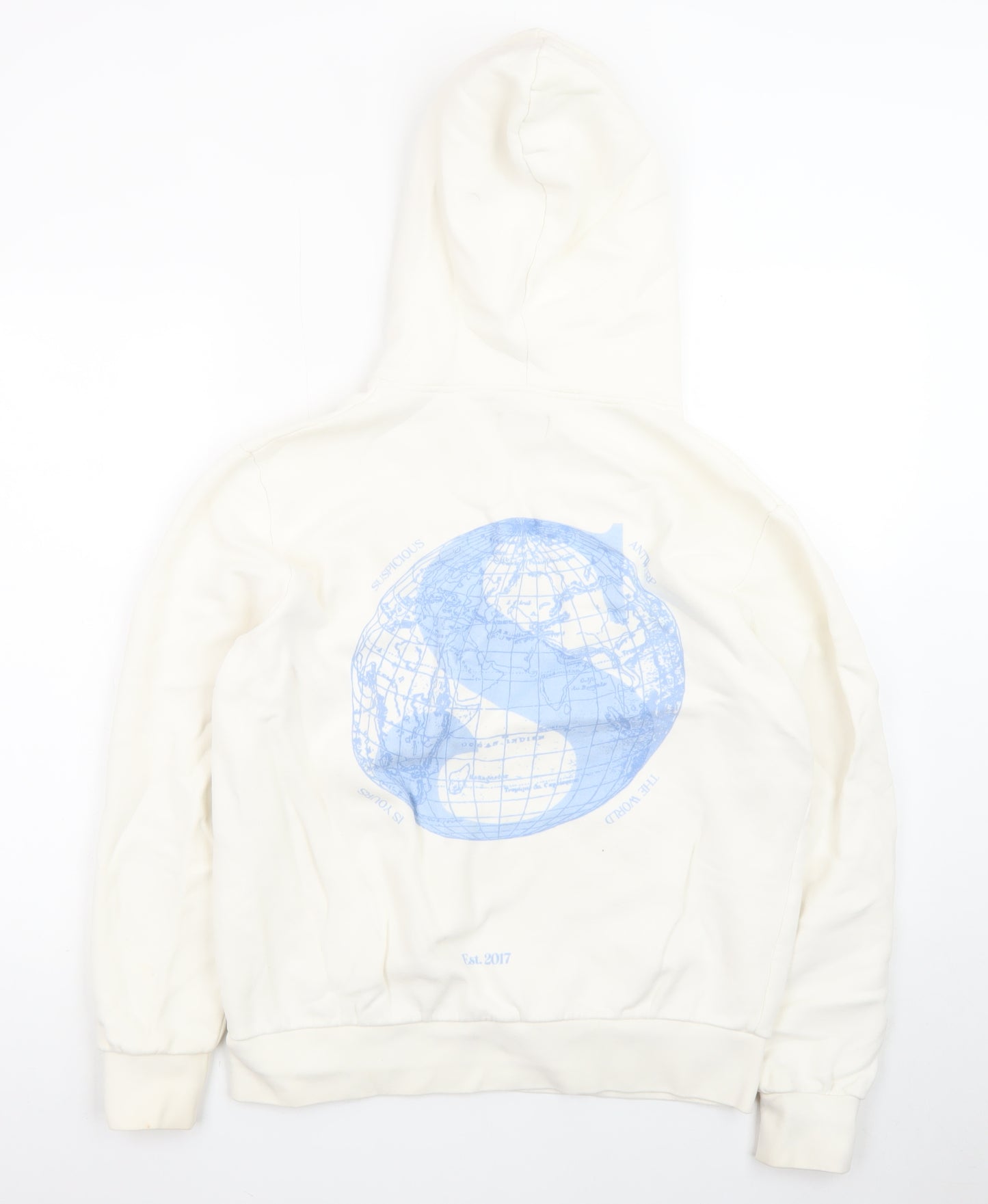 Suspicious Antwerp Men’s Ivory Pullover Hoodie M Logo Graphic Fleece