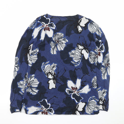 Olsen Women's Blue Floral Long Sleeve Pullover Jumper Size 18