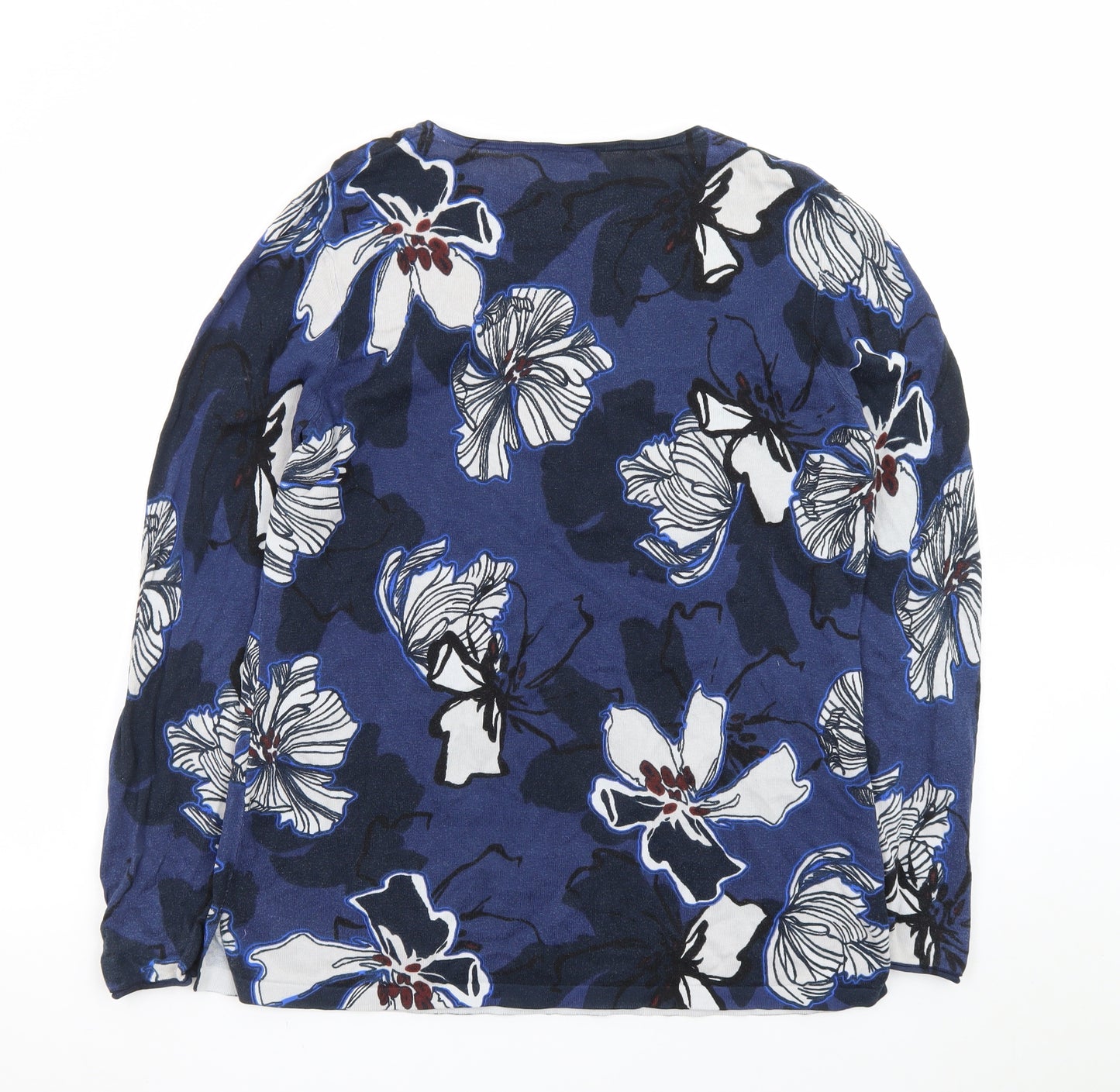 Olsen Women's Blue Floral Long Sleeve Pullover Jumper Size 18