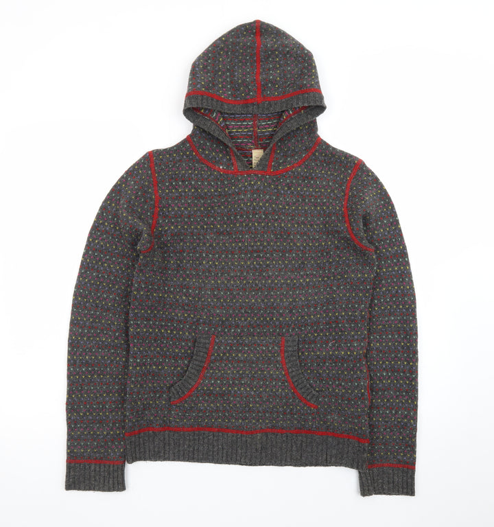 Free People Women's Grey Wool Hooded Pullover Jumper Size M