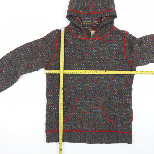 Free People Women's Grey Wool Hooded Pullover Jumper Size M