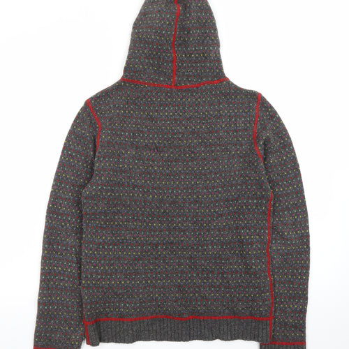 Free People Women's Grey Wool Hooded Pullover Jumper Size M