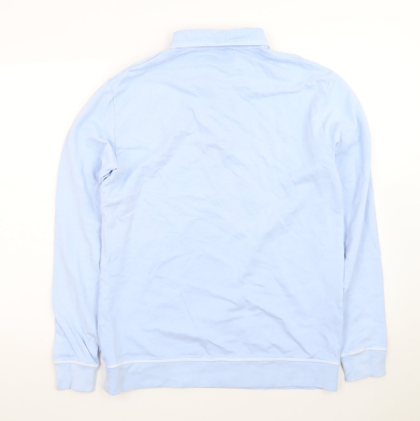 Topman Men Blue Long Sleeve Cotton Polo Shirt XS