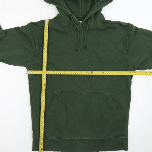 Jack & Jones Mens Green Pullover Hoodie S Regular Fleece Cotton Blend