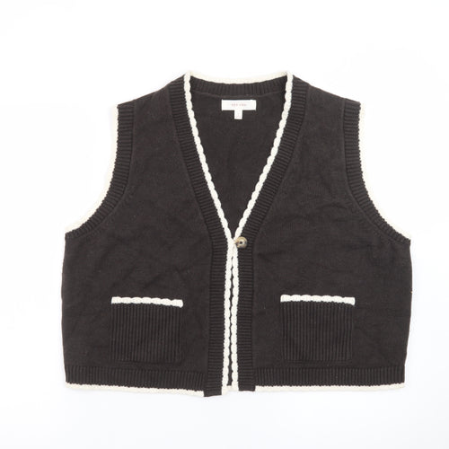 Marks and Spencer Women’s Black Knit Vest Size L V-Neck Cotton