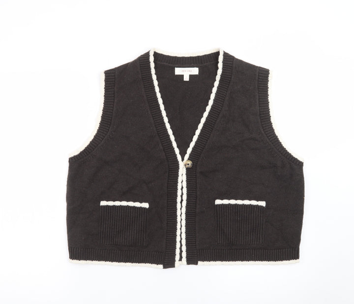 Marks and Spencer Women’s Black Knit Vest Size L V-Neck Cotton