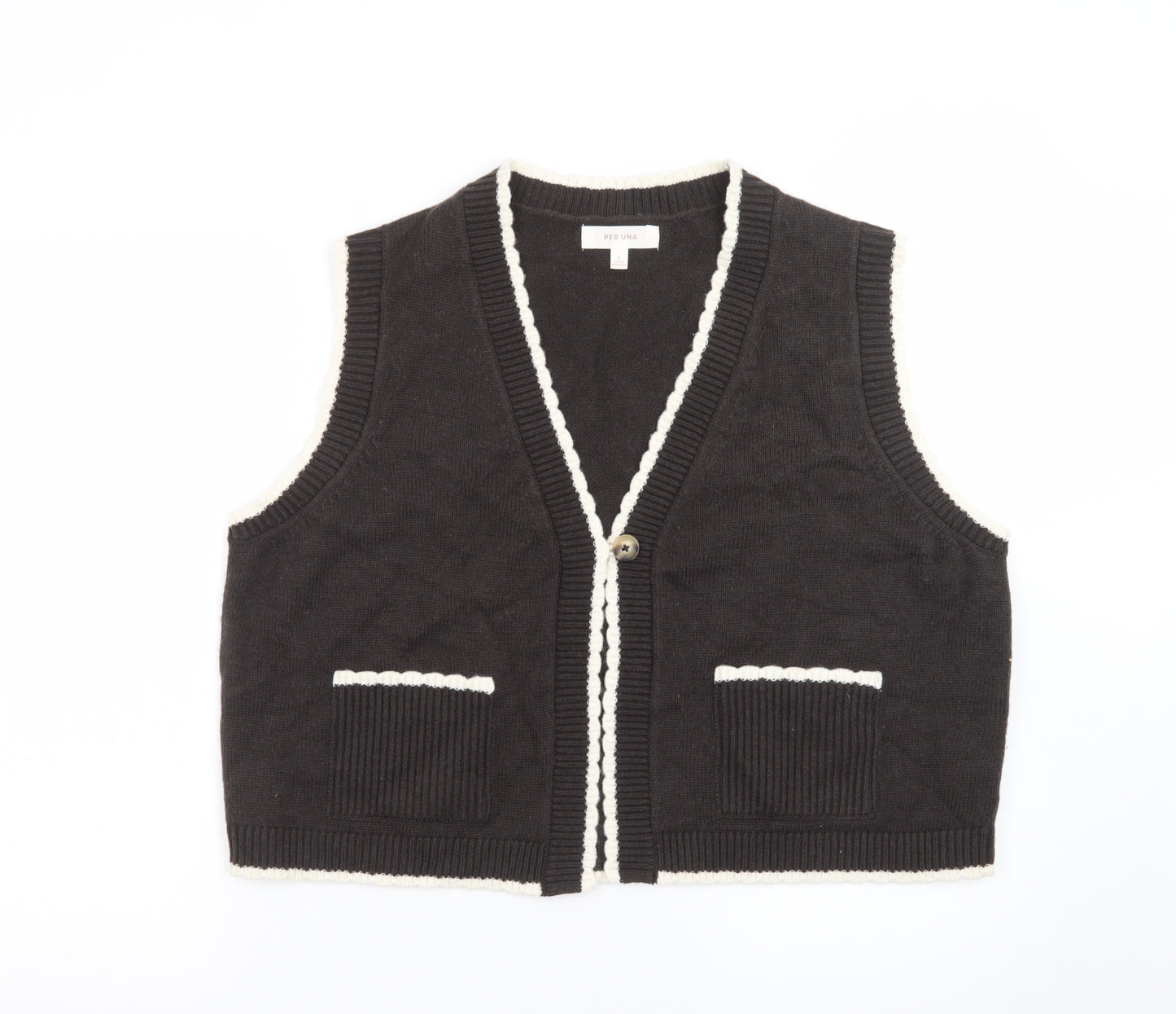 Marks and Spencer Women’s Black Knit Vest Size L V-Neck Cotton