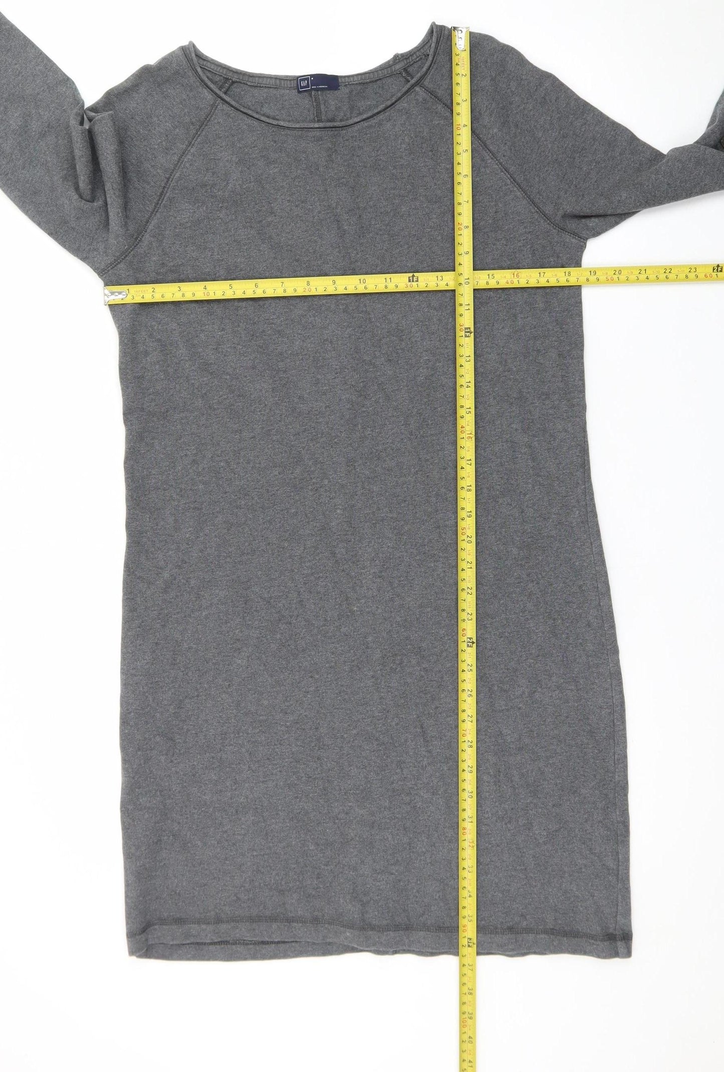 GAP Women Grey Cotton Jersey Shift Dress Size M 3/4 Sleeve