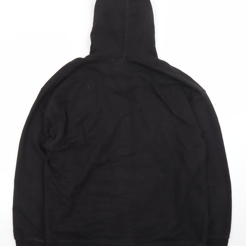 boohooMAN Men's Black Pullover Hoodie L Regular Fit Graphic Logo