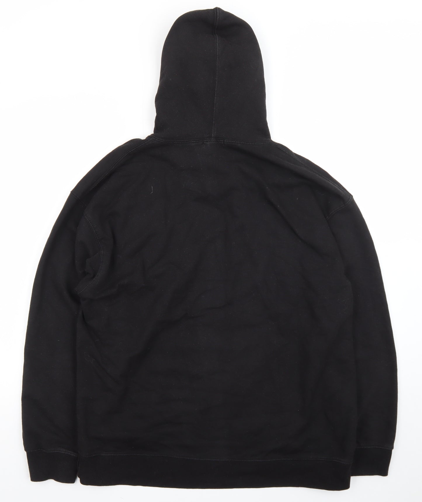 boohooMAN Men's Black Pullover Hoodie L Regular Fit Graphic Logo