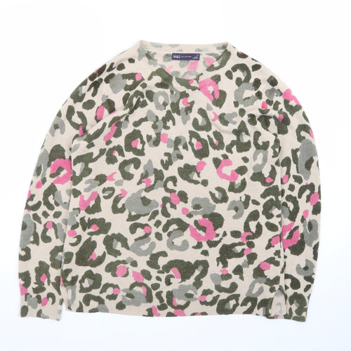 Marks and Spencer Women’s Multicoloured Animal Print Crew Neck Jumper Size 12