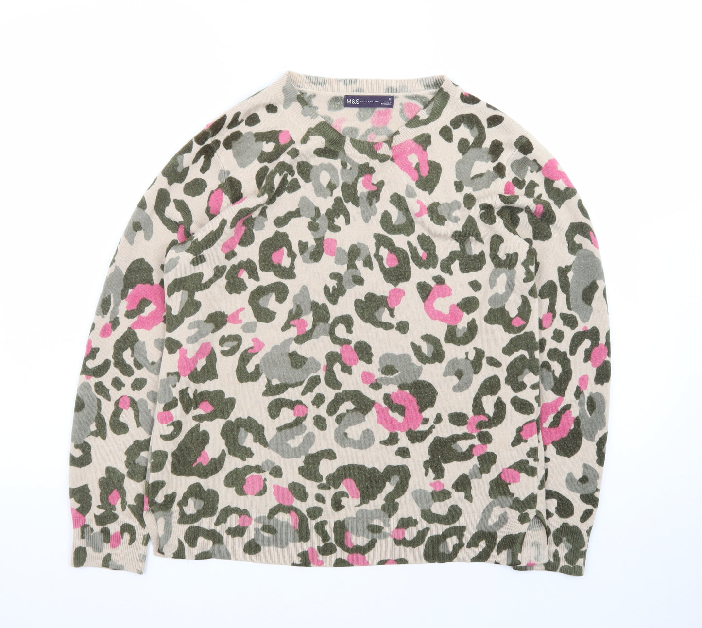 Marks and Spencer Women’s Multicoloured Animal Print Crew Neck Jumper Size 12