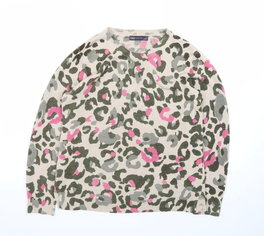 Marks and Spencer Women’s Multicoloured Animal Print Crew Neck Jumper Size 12