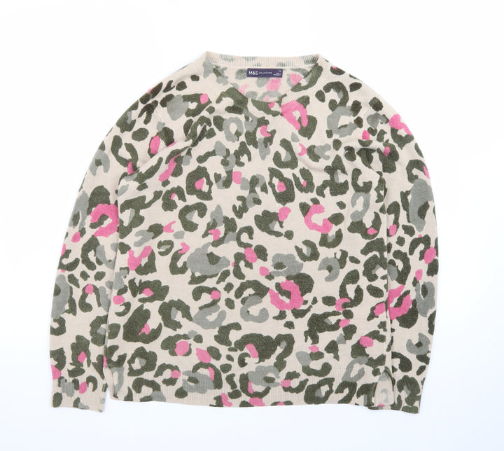 Marks and Spencer Women’s Multicoloured Animal Print Crew Neck Jumper Size 12