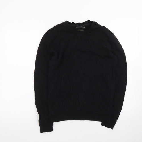 Zara Men Black Cotton Crew Neck Pullover Jumper Size S