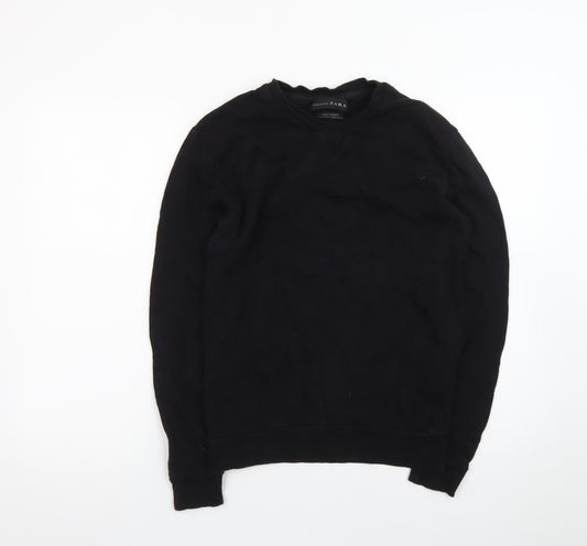 Zara Men Black Cotton Crew Neck Pullover Jumper Size S