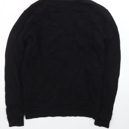 Zara Men Black Cotton Crew Neck Pullover Jumper Size S