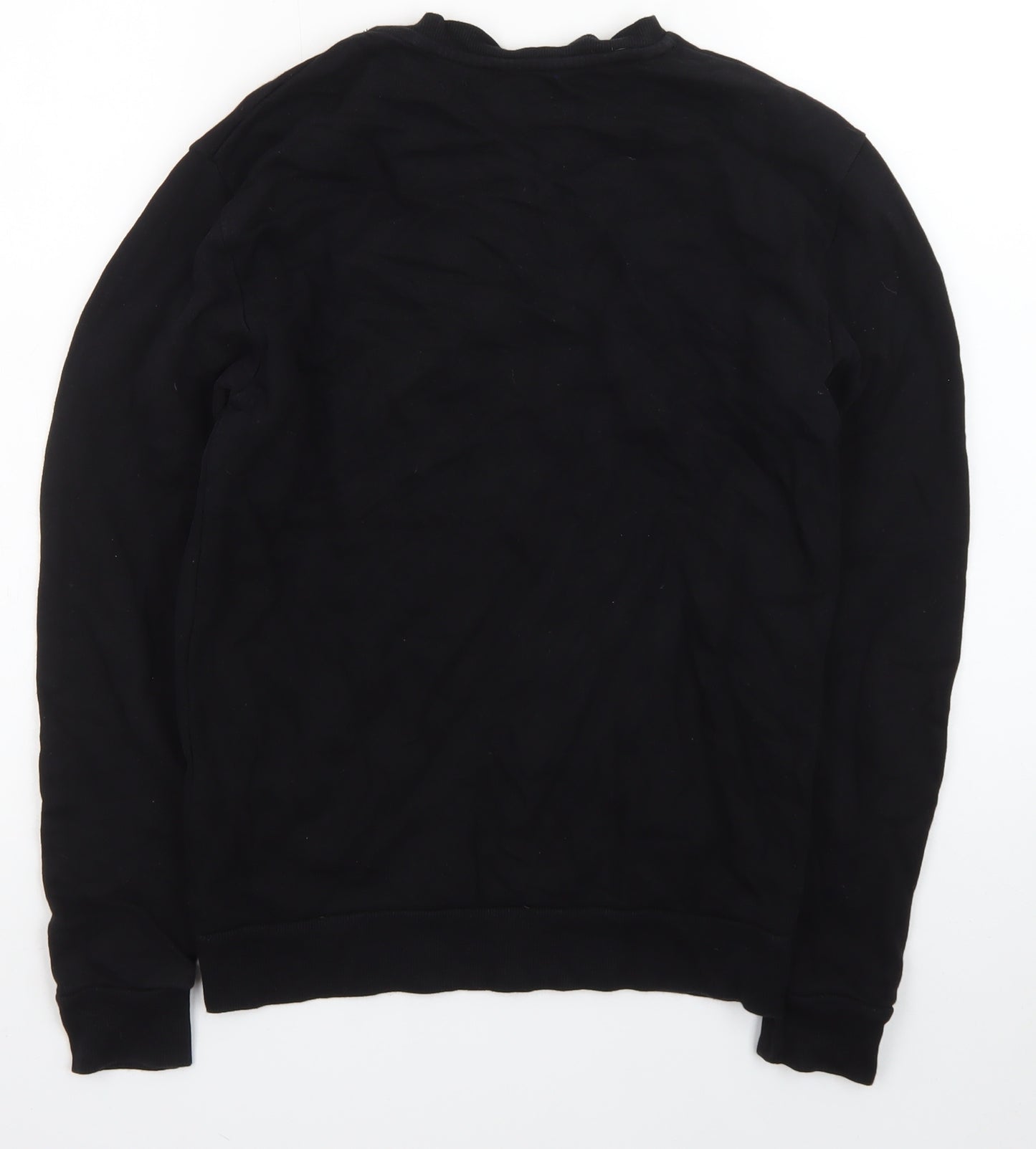Zara Men Black Cotton Crew Neck Pullover Jumper Size S