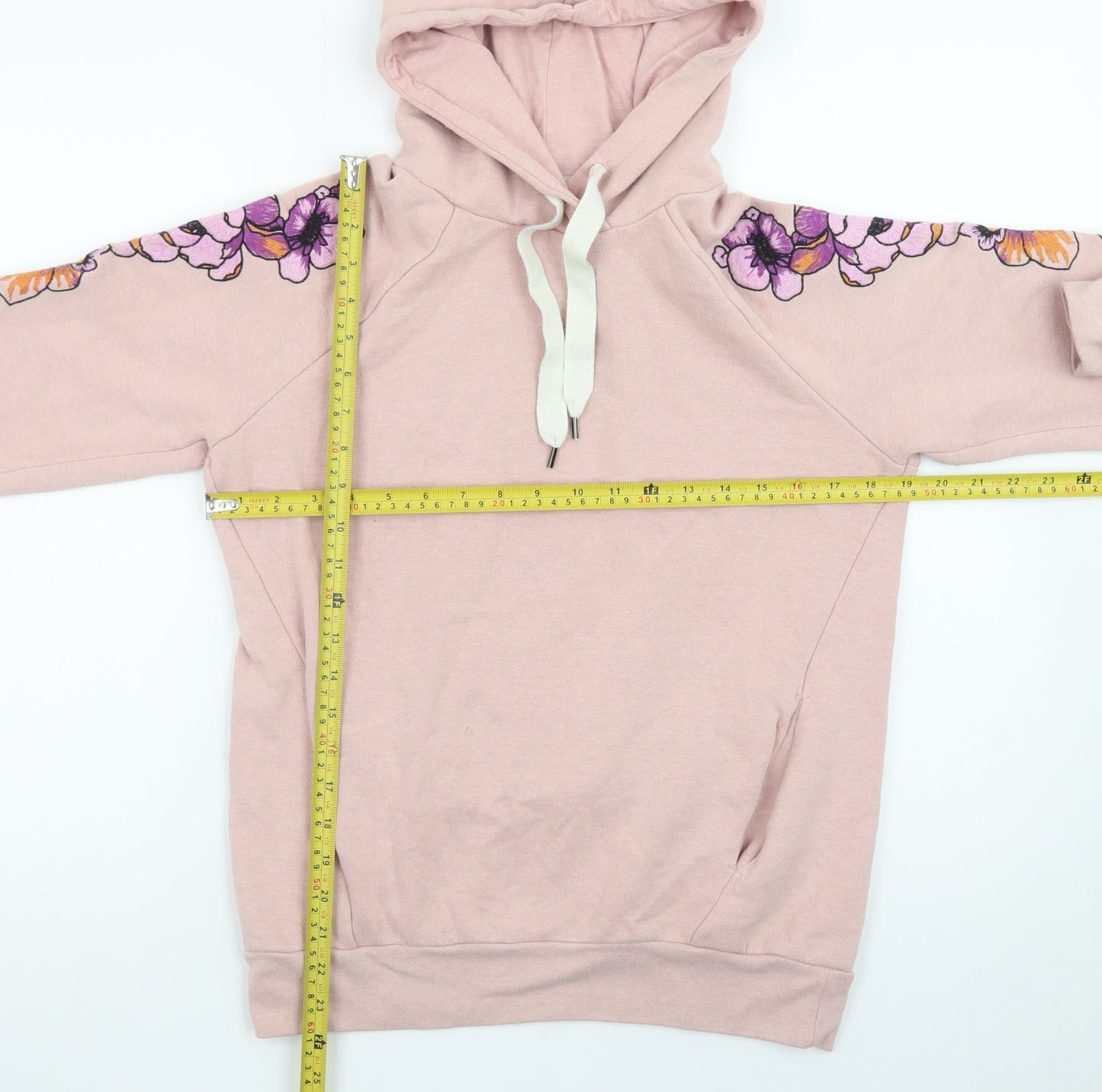 Next Women Pink Floral Hoodie Small Pullover Cotton Blend