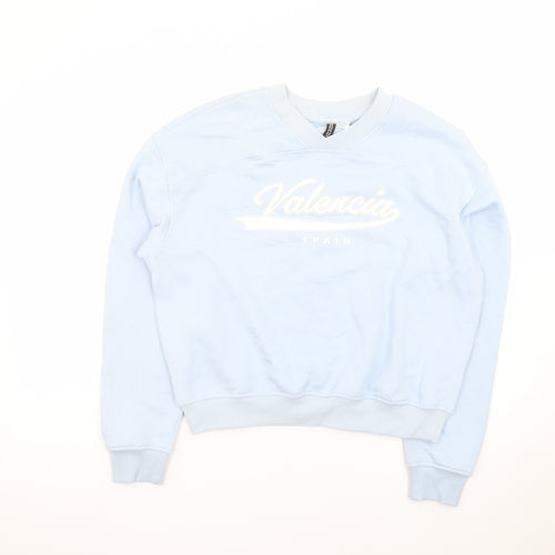 H&M Divided Women Blue Valencia Crew Neck Sweatshirt Size 12 M
