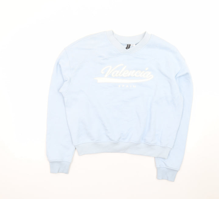 H&M Divided Women Blue Valencia Crew Neck Sweatshirt Size 12 M