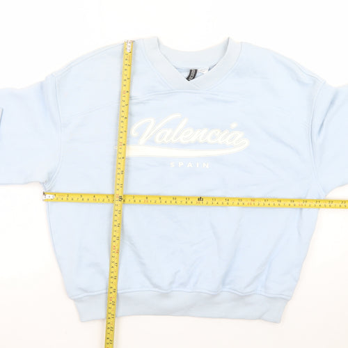 H&M Divided Women Blue Valencia Crew Neck Sweatshirt Size 12 M