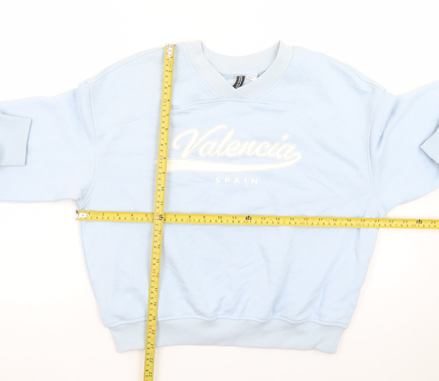 H&M Divided Women Blue Valencia Crew Neck Sweatshirt Size 12 M