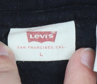 Levi's Men's Black Pullover Hoodie L Regular Fit Fleece
