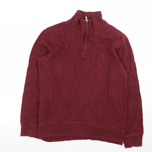 GANT Men's Red Cotton 1/4 Zip Mock Neck Sweatshirt Size L