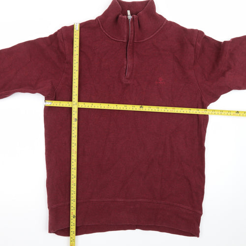 GANT Men's Red Cotton 1/4 Zip Mock Neck Sweatshirt Size L