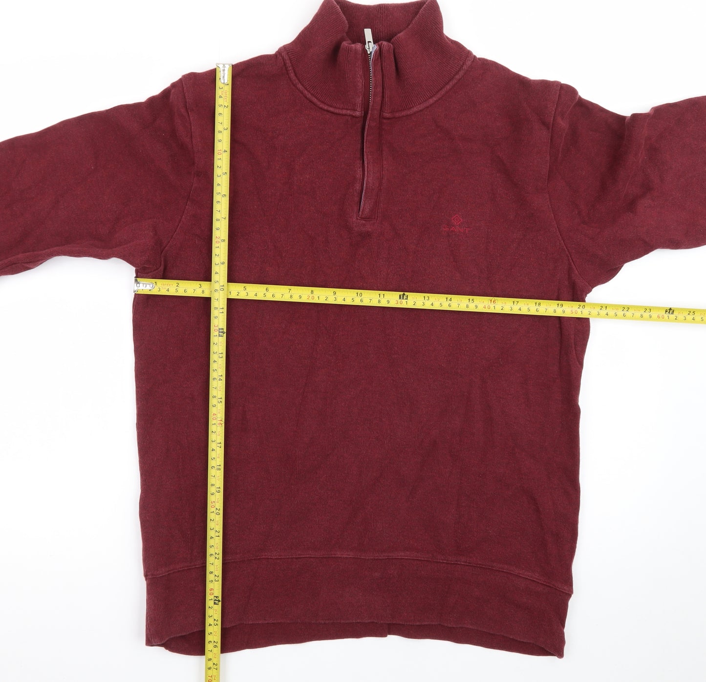 GANT Men's Red Cotton 1/4 Zip Mock Neck Sweatshirt Size L