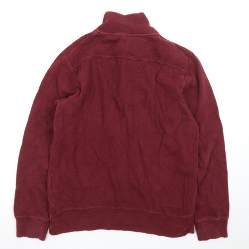 GANT Men's Red Cotton 1/4 Zip Mock Neck Sweatshirt Size L