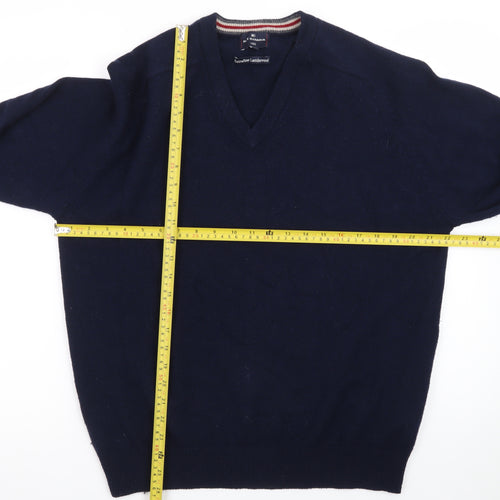 Marks and Spencer Blue Harbour Men's Blue Wool V-Neck Jumper M