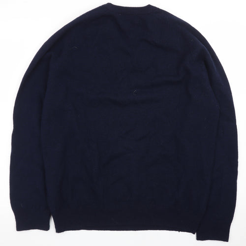 Marks and Spencer Blue Harbour Men's Blue Wool V-Neck Jumper M