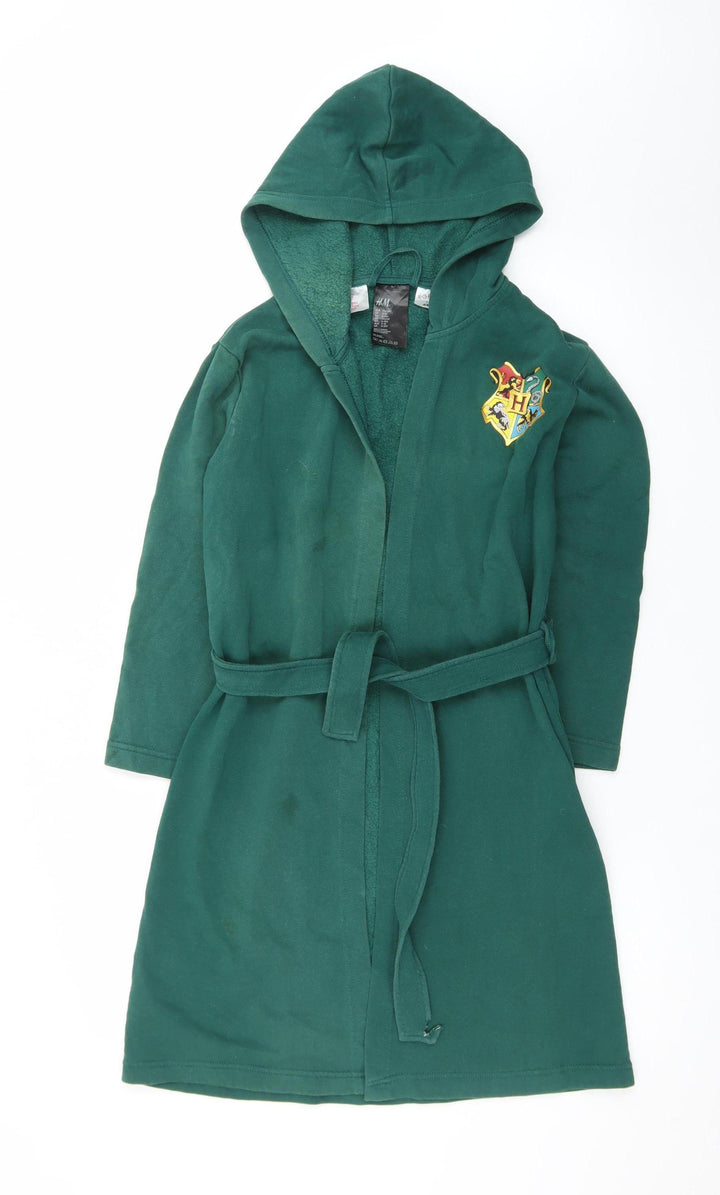 H&M Boys Green Harry Potter Hogwarts Hooded Fleece Robe 8-10 Years