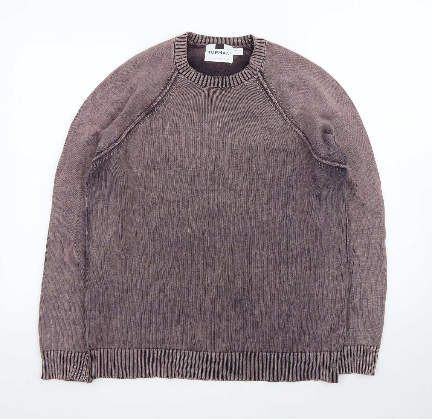 Topman Men's Brown Cotton Crew Neck Pullover Jumper Size L