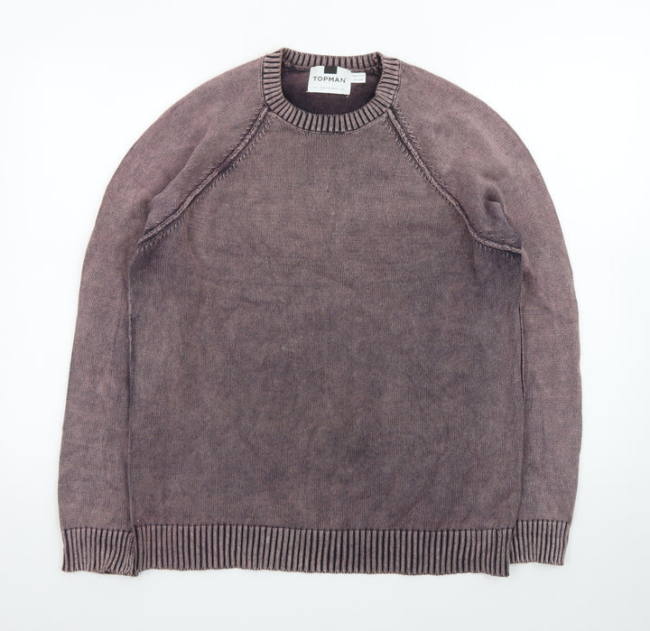 Topman Men's Brown Cotton Crew Neck Pullover Jumper Size L