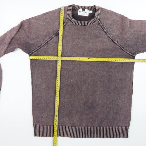 Topman Men's Brown Cotton Crew Neck Pullover Jumper Size L