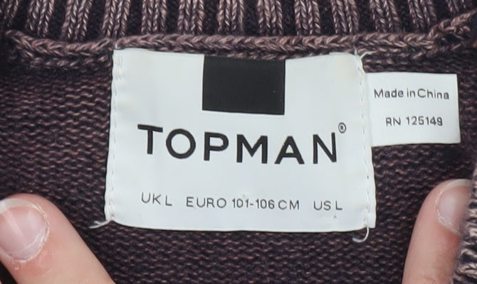 Topman Men's Brown Cotton Crew Neck Pullover Jumper Size L