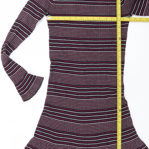 Next Women’s Multicoloured Striped Knit Fit & Flare Dress Size 14