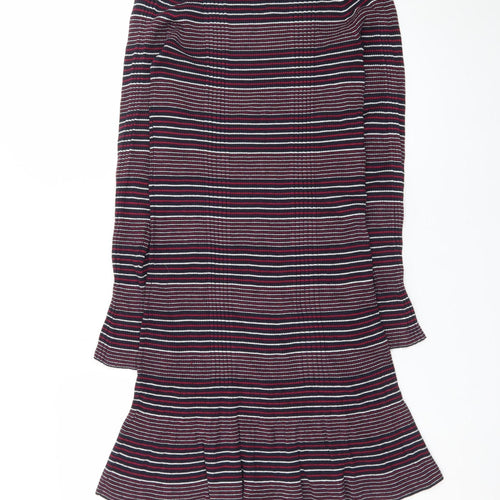 Next Women’s Multicoloured Striped Knit Fit & Flare Dress Size 14