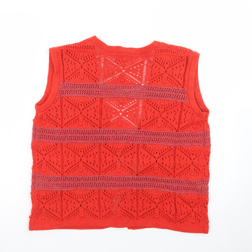 Marks and Spencer Women’s Red Crochet Knit Tassel Tie Vest S