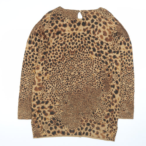 Next Women’s Brown Leopard Print Shift Dress Size 16 Long Sleeve