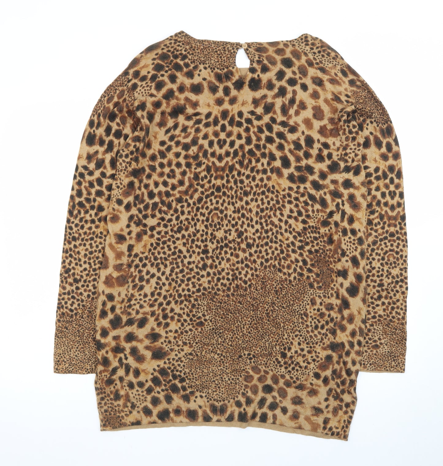 Next Women’s Brown Leopard Print Shift Dress Size 16 Long Sleeve