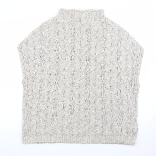 White Stuff Women’s Beige Cable-Knit Wool Alpaca Sleeveless Jumper S